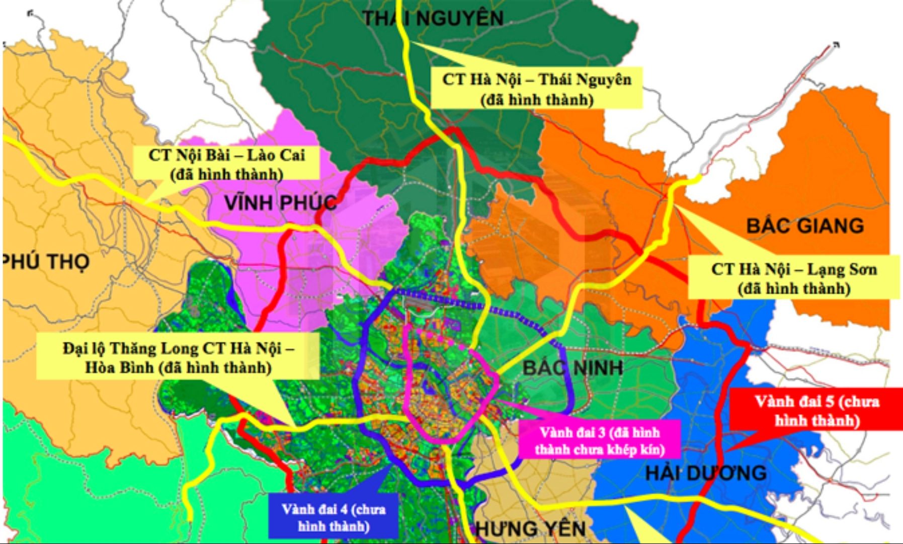 Mạng lưới đường vành đai, đường hướng tâm vùng Thủ đô. 