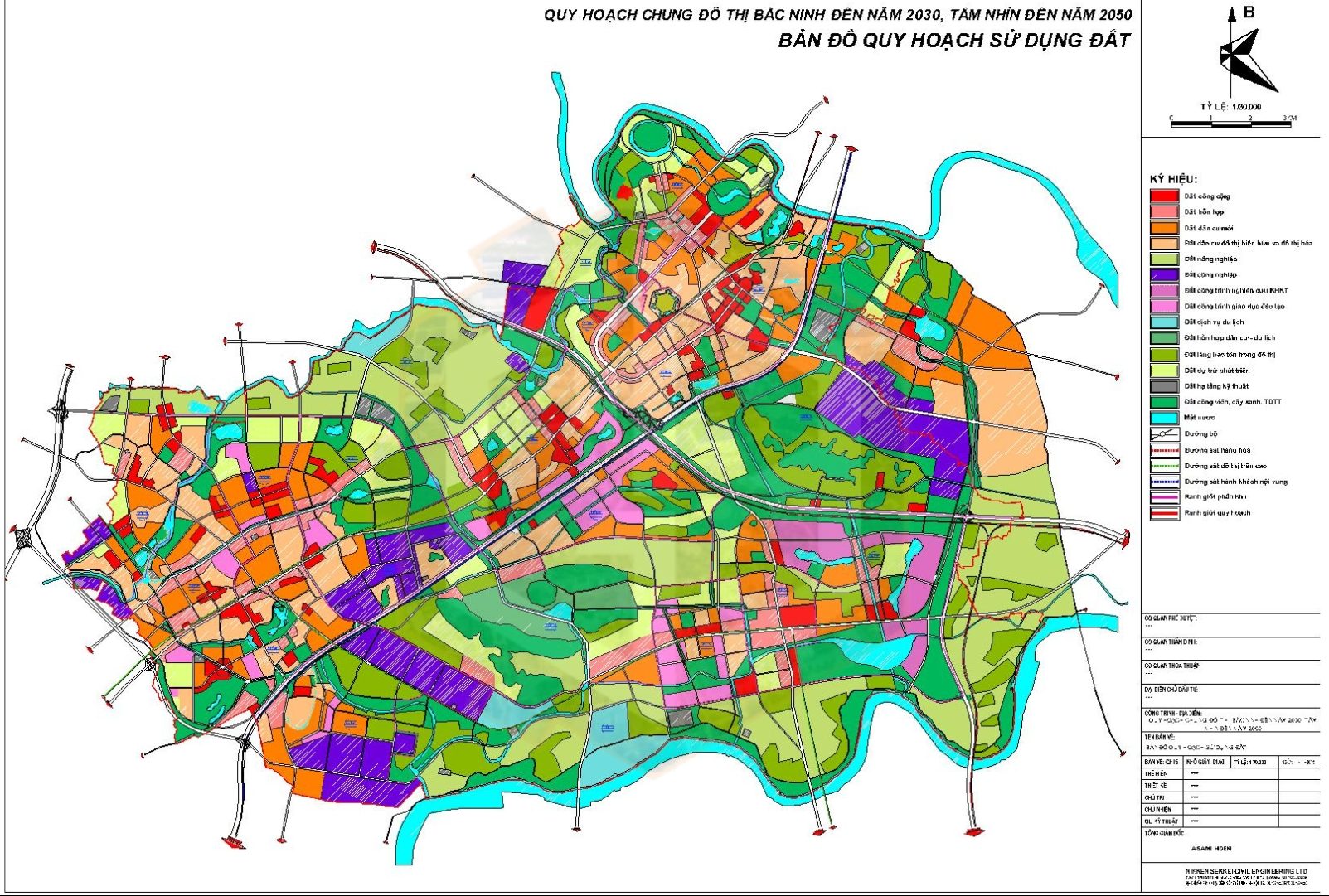 Bản đồ quy hoạch sử dụng đất khu đô thị Bắc Ninh
