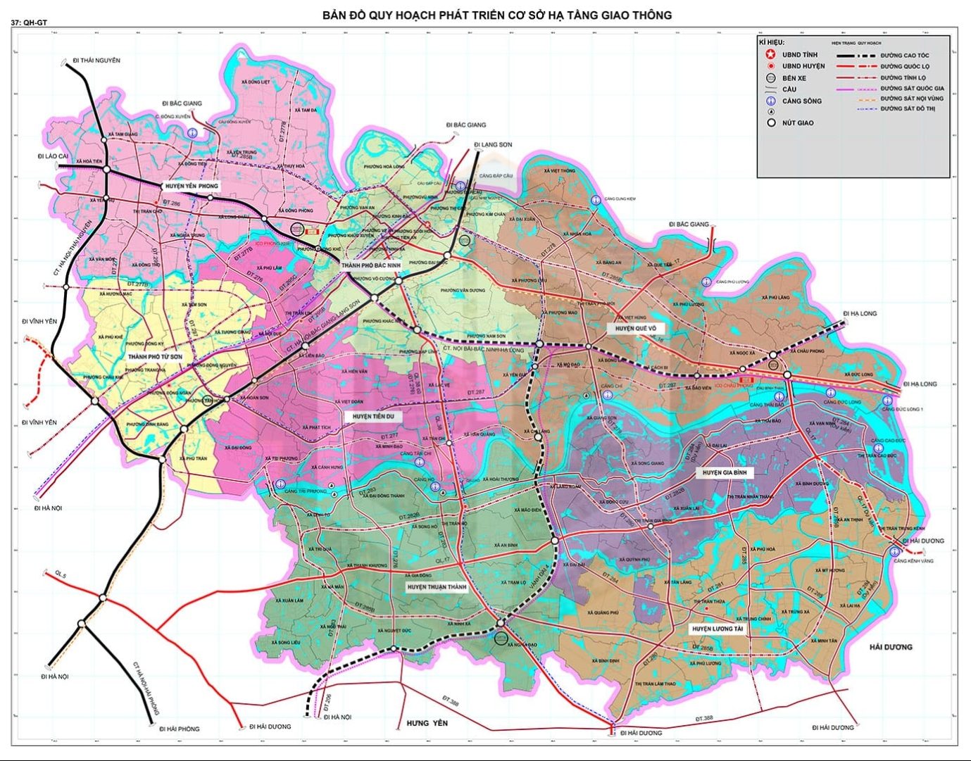 Bản đồ quy hoạch phát triển cơ sở hạ tầng giao thông tỉnh Bắc Ninh