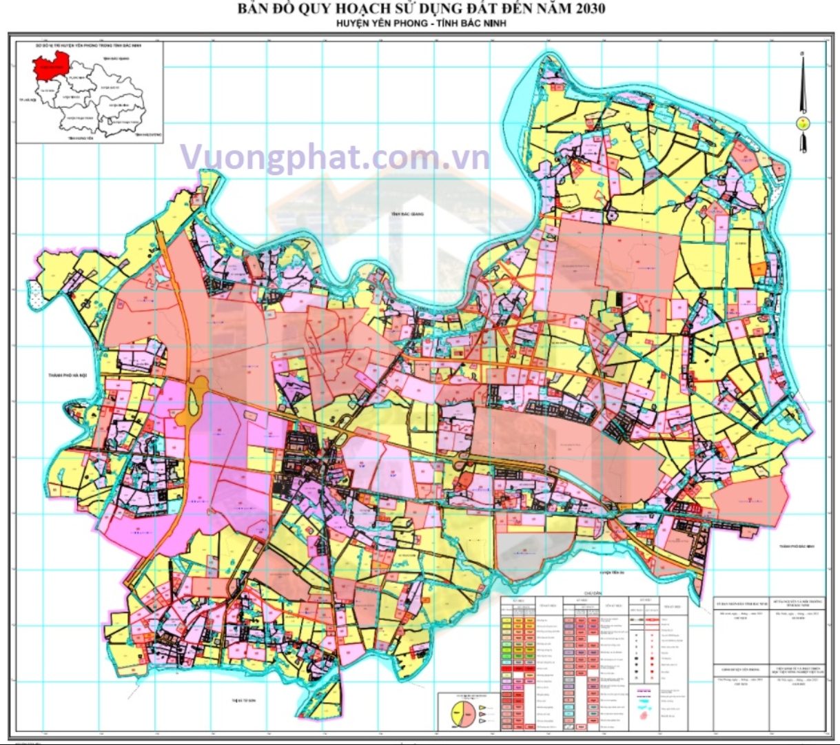 Bản đồ quy hoạch sử dụng đất huyện Yên Phong đến 2030.